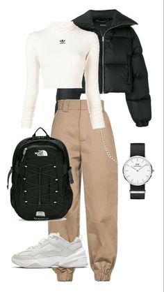 Ootd School, Tomboy Style Outfits, White Outfit, Looks Black