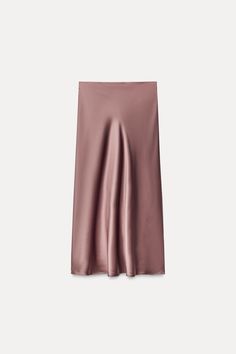 Midi skirt made of satin effect fabric.Mid elastic waistband. Chic Pleated Satin Skirt, Flared Skirt With Elastic Waistband For Night Out, Chic Silk Skirt With Satin Finish, Feminine Satin Lined Skirt, Feminine Satin Skirt For Night Out, Flowy Silk Midi Skirt, Spring Satin Skirt With Gathered Detail, Relaxed Silk Midi Skirt, Chic Voluminous Satin Maxi Skirt