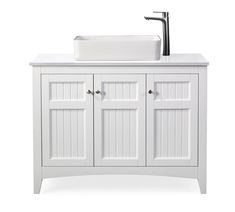 42 Inch White Triadsville Farmhouse Style Vessel Sink Bathroom Vanity - Chans Furniture 42 Inch Bathroom Vanity, Vessel Sink Bathroom Vanity, Farmhouse Style Bathroom Vanity, Farmhouse Style Bathroom, Cottage Style Bathrooms, White Vessel Sink, Bathroom Farmhouse Style, Contemporary Bathroom Designs, Open Cabinets