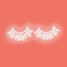 two white eyelashes on a pink background with lightening from the top and bottom half