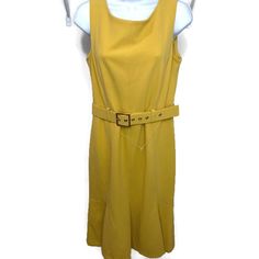 Calvin Klein Sleeveless Midi Dress In Yellow Nwt Zip Back Closure Belted Waist A-Line Dress Pit-Pit 17” Length 39.5” Hem 31” 94% Polyester 6% Spandex Floral Work Dress, Cocktail Dress Yellow, White Print Dress, Sleeveless Lace Dress, Stretch Knit Dress, Blue Sleeveless Dress, Black Halter Dress, Floral Sheath Dress, Queen Dress