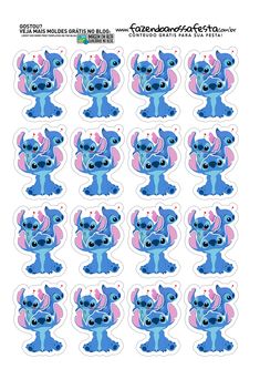 blue and pink stickers with an image of stitching stitchs in the center