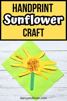 a handprint sunflower craft with the title overlay