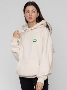 Editor's NotesIt's easy to wear, comfortable hoodie with design point of minimal and cute GRAVER logo smile print on the chest. - Ribbed cuff and hem- Woven logo label on the hem- Unisex item- Front chest graphic printMeasurements(in.)S/M/L/XL- Length: 25.59 in. / 27.17 in. / 28.35 in. / 29.53 in.- Shoulder: 22.05 in. / 23.23 in. / 24.41 in. / 25.98 in.- Chest: 22.44 in. / 24.02 in. / 25.2 in. / 26.38 in.- Sleeve Length: 21.65 in. / 22.83 in. / 23.62 in. / 24.41 in.Model info: Male - Height 5'11, Wearing size XL / Female - Height 5'7, Wearing size MComposition & Care- Cotton 60% Polyester 40%- Dry clean recommendedDesigner- by GRAVER Trendy Sweatshirt With Kangaroo Pocket, Trendy Everyday Sweatshirt With Kangaroo Pocket, Comfortable Everyday Hoodie With Adjustable Hood, Basic Cotton Hoodie For Everyday, Basic Everyday Cotton Hoodie, Winter Cotton Hoodie For Everyday Wear, Trendy Everyday Hoodie With Ribbed Cuffs, Casual Hoodie With Adjustable Hood For Everyday, Casual Everyday Hoodie With Double-lined Hood