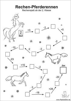 the worksheet for children to learn how to draw horses and numbers in german