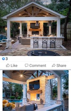 an outdoor kitchen and grill area are shown on facebook