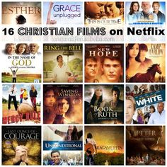 many movies are shown together in this collage with the words christian films on netflix