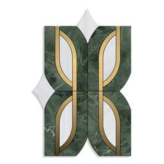 an art deco design with green marble and gold accents