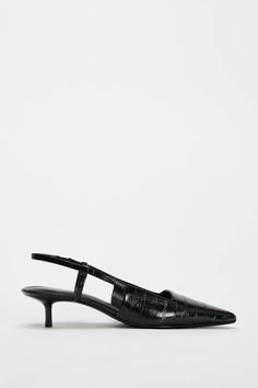 SLINGBACK KITTEN HEELS - Black | ZARA United States Kitty Heels, Slingback Kitten Heels, Trench Jacket, Slingback Shoes, Cardigan Sweater Dress, Leather Shirt, Kitten Heel, Zara United States, Black Heels