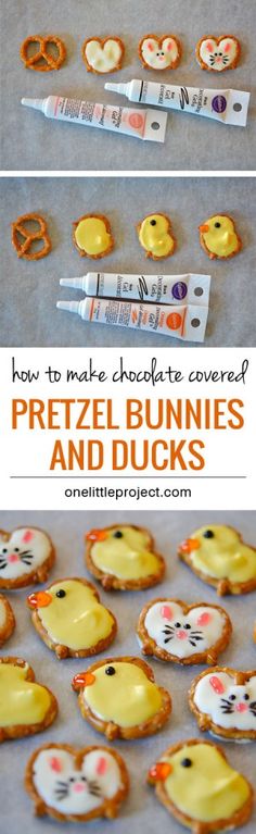 how to make chocolate covered pretzel bunnies and ducks