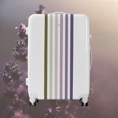 Ombre Lavender Field Stripe & Personal Monogram Luggage Monogram Luggage, Wedding Stationery, Olive Green