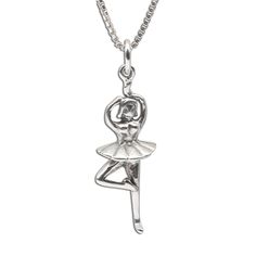 Sterling Silver Children's Ballerina Necklace (BCN-Ballerina) Dance Recital Gift, Ballerina Kids, Ballerina Necklace, Dance Team Gifts, Dance Recital Gifts, Ballerina Dance, Sterling Silver Charm Necklace, Women Dance, Italian Chain