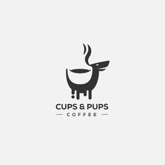 the logo for cups and pups coffee, which is designed to look like a dog