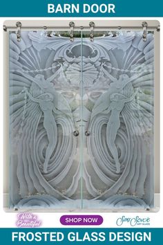 the glass door is designed to look like an angel with wings, and has been cut out