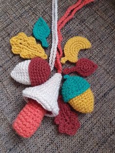 Acorn leaf moon star mushroom autumn fall Crochet Mushrooms, Mushroom Autumn, Acorn Leaf, Fall Crochet, Mushroom Lights, Crochet Shrug, Pouch Pattern