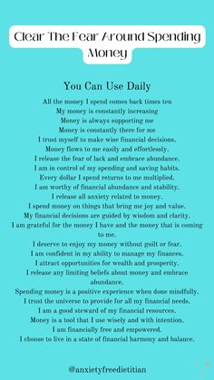 the poem you can use daily to clear the fear around spending money, and how it works