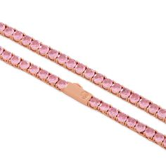 Set the trend with the new, unique, and vibrant 5mm, Pink CZ Single Row Tennis Chain. Each chain features high-quality Pink CZ stones that pair perfectly with 14K Gold ionic plating. Pink Tennis, Jewelry King, Vvs Diamond, Tennis Chain, Hip Hop Jewelry, Pink Stone, Stone Cuts, Micro Pave, The Trend