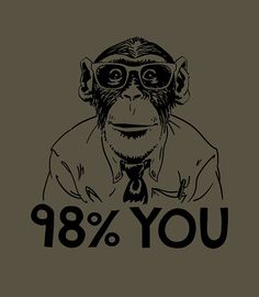 a monkey wearing glasses and a tie with the words you % 989 on it