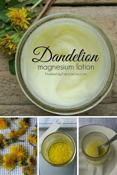 Dandelion Magnesium Lotion for Leg Cramps & Growing Pains Magnesium Lotion, Săpunuri Handmade, Magia Das Ervas, Growing Pains, Homemade Lotion, Leg Cramps, Natural Healing Remedies, Diy Remedies, Natural Therapy