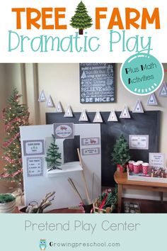 a christmas tree farm dramatic play is shown