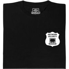 a black t - shirt with the words network security on it's front pocket