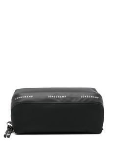 black textured finish logo print embellishment top zip fastening main compartment internal mesh pocket logo-jacquard lining silver-tone hardware Black Rectangular Pouch With Zipper, Black Rectangular Pouch With Zipper Closure, Black Rectangular Zipper Pouch, Black Pouch Cosmetic Bag For Business, Black Business Cosmetic Bag Pouch, Black Business Cosmetic Pouch, Functional Black Pouch Cosmetic Bag, Black Cosmetic Bag With Removable Pouch, Black Cosmetic Bag With Zipper Closure