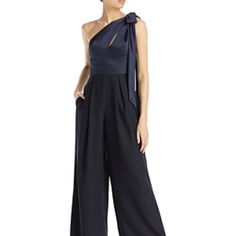 Amsale One Shoulder Jumpsuit-Women. Attributes: Mpn: P394s Size: 6 Color: Navy Age Group: Adult Gender: Female Material: 100% Polyester Silk Jumpsuits And Rompers For Evening, Silk Jumpsuits And Rompers For Formal Occasions, Elegant Silk Jumpsuits And Rompers For Evening, Sleeveless Elegant Jumpsuits For Black-tie Events, Elegant Sleeveless Jumpsuits For Black-tie Events, White Jumpsuit Formal, Beaded Jumpsuit, Tailored Jumpsuit, Formal Jumpsuit