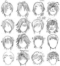 the different hairs styles for boys and girls, with their hair drawn to look like they are