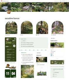 the homepage for meadow haven is shown in green and has several images on it