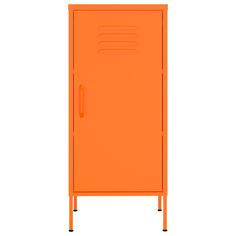 an orange cabinet with two doors on one side and a drawer on the other end