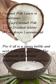 Homemade Leave In Conditioner, Natural Hair Recipes, Milk Hair, Homemade Shampoo, Diy Shampoo, Natural Conditioner, Baking Soda Shampoo, Homemade Hair Products, Diy Hair Care