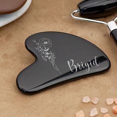 Massage Tools - Gua Sha, Facial Care, Personalized Name Gift,  Girlfriend Gift This particular stone gua sha tool is made of black obsidian, a naturally occurring volcanic glass that is believed to have healing properties. Obsidian is known for its ability to release negative energy and promote emotional healing. In addition to its healing properties, this stone gua sha tool can also be personalized with engraving. This makes it a unique and thoughtful gift for a loved one, or a special treat for yourself. The engraving can be customized with any text, such as a name, initials, or a special message. To use this stone gua sha tool, simply apply your favorite facial oil or serum and gently scrape the tool along your face and neck. The smooth surface of the obsidian stone will feel cool and s Face Message, Release Negative Energy, Releasing Negative Energy, Gua Sha Facial, Gua Sha Tools, Relax Spa, Gift Girlfriend, Glowing Complexion, Improve Blood Circulation