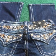 Miss Me Distressed Bootcut Jeans. Embroidered, Embellished Yoke And Pockets.Shades Of Dark Tan Light Tan And Ivory Stitching. Size 24 Waist 32 Inseam Brand New Country Jeans, Perfume Jewelry, Dark Tan, Light Tan, Miss Me Jeans, Miss Me, Cute Fashion, Bootcut Jeans, Jeans And Boots