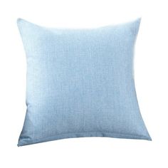 a light blue pillow on a white background