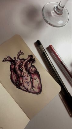 Heart Drawing On Book Page, Atomically Correct Heart Drawing, Drawing A Human Heart, Human Anatomy Drawing Aesthetic, Heart Real Drawing, Aesthetic Heart Sketch, Atomically Heart Drawing, Graphic Design Drawing Sketch, Art Sketches Heart