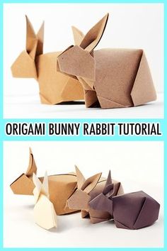 an origami bunny rabbit paper craft that is easy to make and fun for kids