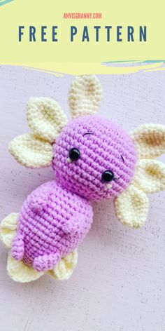 a crocheted stuffed animal with the words free pattern on it's side