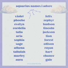 an image of the names of zodiacs in blue and white on a purple background