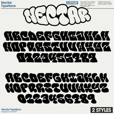 some type of graffiti font that is black and white with the letters in different styles