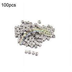 100 pcss silver tone metal square beads for jewelry making