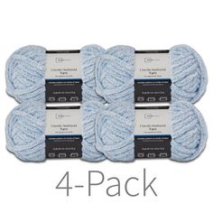 four balls of yarn in light blue and white, with the text 4 - pack