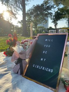 a sign that says will you be my girlfriend