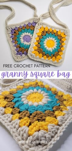 Pinterest graphic for the crochet granny square bag free pattern. Crochet Boho Purse, Sac Granny Square, Purse Patterns Free, Tote Crochet, Crochet Boho Bag, Crossbody Bag Pattern, Granny Square Crochet Patterns Free, Free Crochet Bag, Crochet Bag Pattern Free