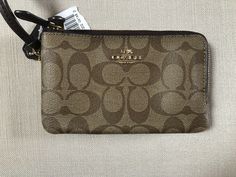 NWT Coach Double Corner Zip Wristlet Wallet in Signature Canvas With Gift Box. Rectangular Coach Coin Purse For Gift, Coach Rectangular Wristlet, Coach Rectangular Wristlet As Gift, Coach Rectangular Wristlet For Gift, Rectangular Coach Wristlet As Gift, Compact Coach Wallet As Gift, Coach Wallet With Zipper Pouch As Gift, Coach Rectangular Wallets As Gift, Coach Clutch Wallets For Gifts