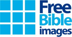 the free bible images logo is shown in blue and green colors, with squares on it