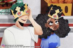 two cartoon characters with crowns on their heads