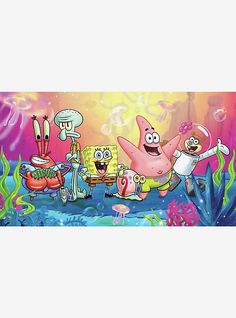 spongebob and friends under the sea wall mural