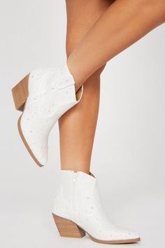 Available In White. Booties Pointed Toe Embellished Detail Pearl Detail Block Heel Imported | Something Special Cowboy Booties in Pearl size 5.5 by Fashion Nova Pearl Fashion, White Booties, Pearl Size, Something Special, Block Heels, Bootie Boots, Fashion Nova, Fashion Shoes, Cowboy