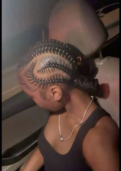 2 Bun Stitch Braids, Six Braids Cornrow, Braid To The Scalp Hairstyles, Stiches Hairstyles, Cornrows With Bun, Two Stitch Braids, Braids With Buns, Braids Going Back, 6 Feed In Braids