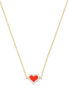 td {border: 1px solid #ccc;}br {mso-data-placement:same-cell;} Classic necklaces get a colorful upgrade with our 14K Yellow Gold Heart Diamond Necklace. It comes on an Alison Lou 14K Yellow Gold 16" Chain with an extension to 18". Fully customize your necklace by selecting from our enamel options below. We love it layered with the rest of our chain necklaces, or as a set with the Diamond Heart Bracelet and Diamond Heart Stud! Please allow 20 business days for production. 14K Yellow Gold, Made in Elegant Heart Pendant Enamel Necklace, Elegant Enamel Heart Pendant Necklace, Fine Jewelry Enamel With Diamond Accents, Enamel Jewelry With Diamond Accents, Elegant Enamel Necklace For Valentine's Day, Luxury Heart-shaped Enamel Jewelry, Elegant Enamel Heart Pendant Jewelry, Luxury Red Enamel Necklaces, Luxury White Enamel Necklace